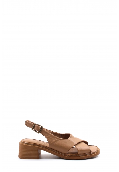 MirgeShoes Kadın Sandalet İçi Dışı Hakiki Deri Cappuccino  MRG017512611133
