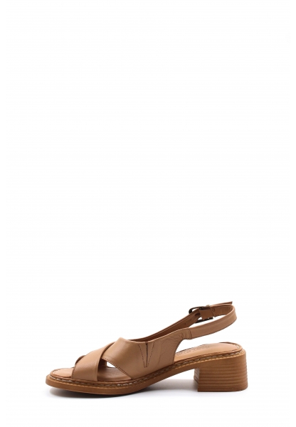 MirgeShoes Kadın Sandalet İçi Dışı Hakiki Deri Cappuccino  MRG017512611133