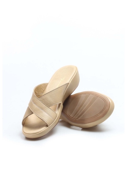 MirgeShoes Kadın Terlik İçi Dışı Hakiki Deri Bej   MRG019942611915