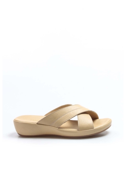 MirgeShoes Kadın Terlik İçi Dışı Hakiki Deri Bej   MRG019942611915