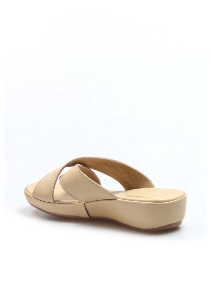 MirgeShoes Kadın Terlik İçi Dışı Hakiki Deri Bej   MRG019942611915