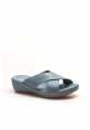 MirgeShoes Kadın Terlik İçi Dışı Hakiki Deri Mavi  MRG019942611915