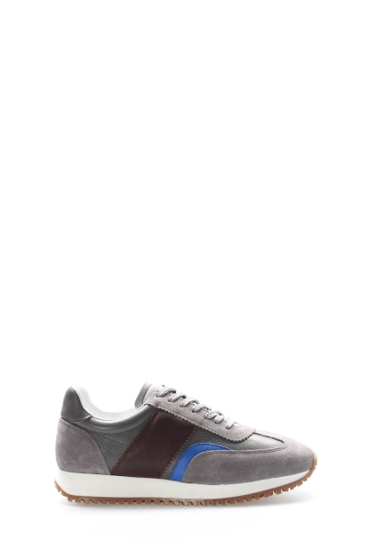 MirgeShoes Füme Bağcıklı Erkek Spor Sneaker Ayakkabı İçi Dışı Hakiki Deri MRG01949131478