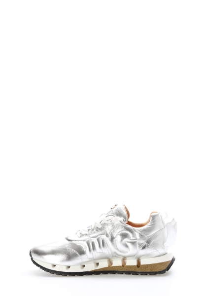 MirgeShoes Gümüş Bağcıklı Kadın Casual Ayakkabı İçi Dışı Hakiki Deri MRG01297261400680