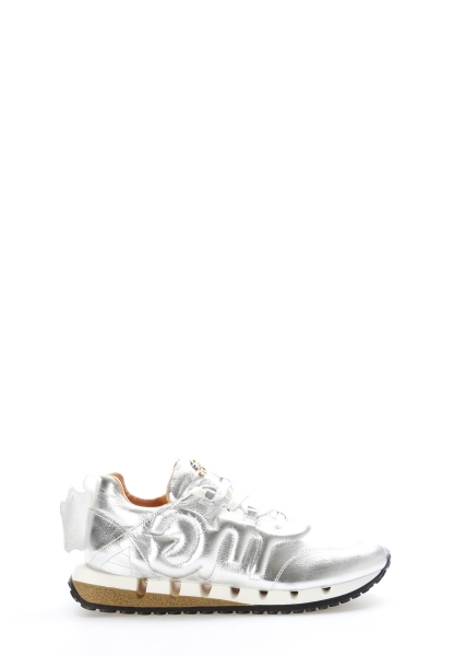 MirgeShoes Gümüş Bağcıklı Kadın Casual Ayakkabı İçi Dışı Hakiki Deri MRG01297261400680