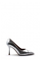 MirgeShoes Gümüş Kadın İnce Topuk Ayakkabı İçi Dışı Hakiki Deri MRG0114926124702