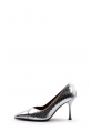 MirgeShoes Gümüş Kadın İnce Topuk Ayakkabı İçi Dışı Hakiki Deri MRG0114926124702