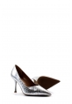 MirgeShoes Gümüş Kadın İnce Topuk Ayakkabı İçi Dışı Hakiki Deri MRG0114926124702