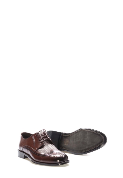 MirgeShoes Kahve Bağcıklı Erkek Klasik Ayakkabı İçi Dışı Hakiki Deri MRG01348131623