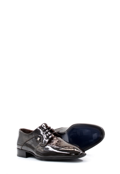 MirgeShoes Kahve Bağcıklı Erkek Klasik Rugan Ayakkabı İçi Dışı Hakiki Deri MRG0140813121010