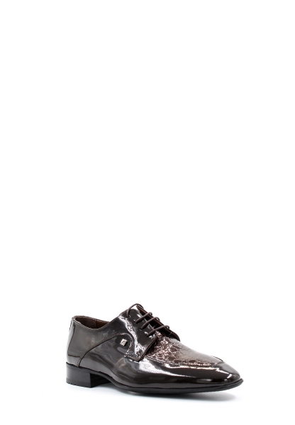 MirgeShoes Kahve Bağcıklı Erkek Klasik Rugan Ayakkabı İçi Dışı Hakiki Deri MRG0140813121010