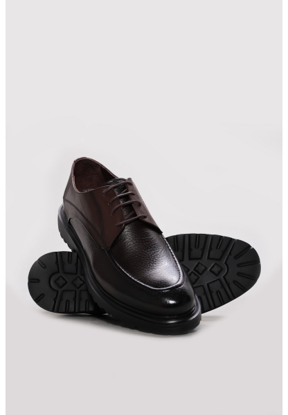 MirgeShoes Kahve Bağcıklı Erkek Klasik Ayakkabı İçi Dışı Hakiki Deri MRG0187113124238
