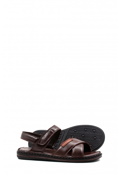 MirgeShoes Kahve Erkek Açık Hava Sandalet İçi Dışı Hakiki Deri MRG01248131433