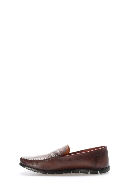 MirgeShoes Kahve Bağcıksız Erkek Loafer Ayakkabı İçi Dışı Hakiki Deri MRG0175813337