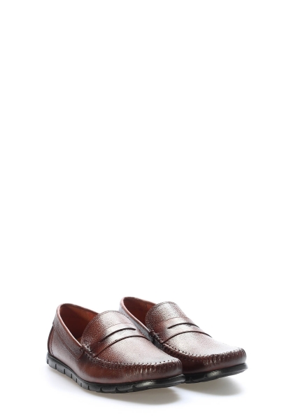 MirgeShoes Kahve Bağcıksız Erkek Loafer Ayakkabı İçi Dışı Hakiki Deri MRG0175813337