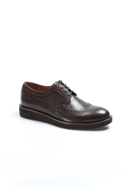 MirgeShoes Kahve Bağcıklı Erkek Oxford Ayakkabı İçi Dışı Hakiki Deri MRG01952131268