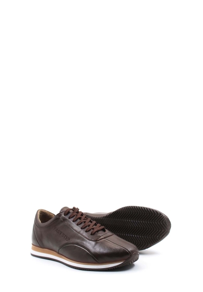 MirgeShoes Kahve Bağcıklı Erkek Spor Sneaker Ayakkabı İçi Dışı Hakiki Deri MRG0128413121637
