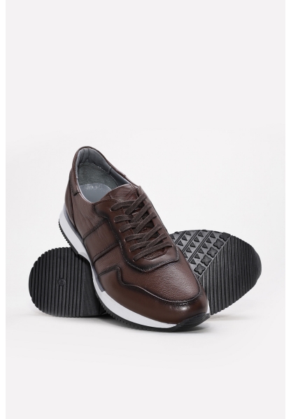 MirgeShoes Kahve Erkek Spor Sneaker Ayakkabı İçi Dışı Hakiki Deri MRG0137113111207