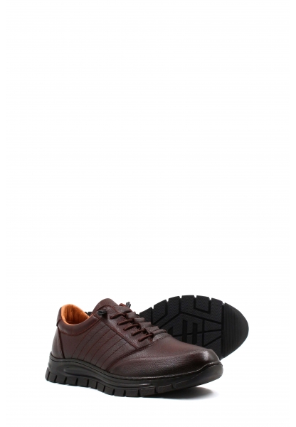 MirgeShoes Kahve Bağcıklı Erkek Spor Sneaker Ayakkabı İçi Dışı Hakiki Deri MRG0110811316279