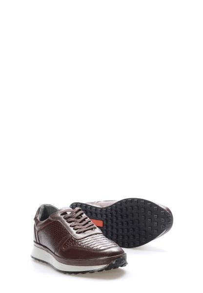 MirgeShoes Kahve Bağcıklı Erkek Spor Sneaker Ayakkabı İçi Dışı Hakiki Deri MRG01108113165302011030