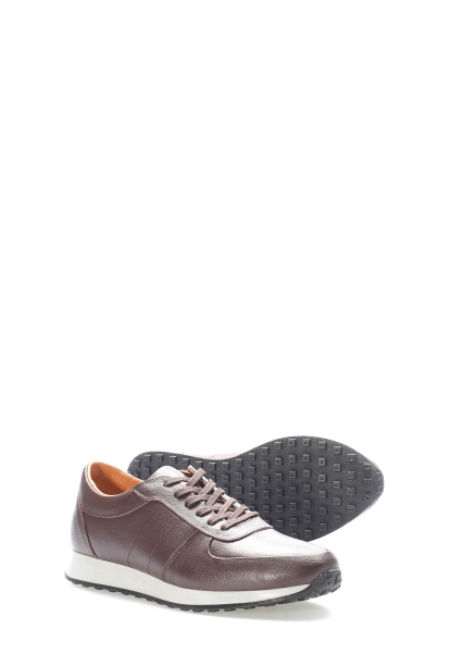 MirgeShoes Kahve Bağcıklı Erkek Spor Sneaker Ayakkabı İçi Dışı Hakiki Deri MRG011081131773