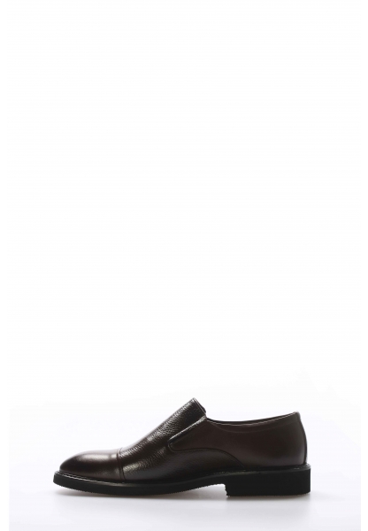 MirgeShoes Kahve Bağcıksız Erkek Klasik Ayakkabı İçi Dışı Hakiki Deri MRG01289131232