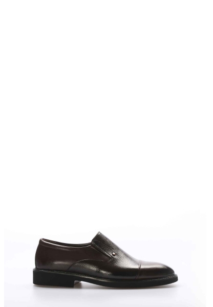 MirgeShoes Kahve Bağcıksız Erkek Klasik Ayakkabı İçi Dışı Hakiki Deri MRG01289131232