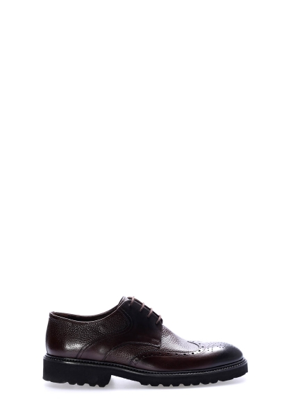 MirgeShoes Kahve Bağcıklı Erkek Klasik Ayakkabı İçi Dışı Hakiki Deri MRG01367131842