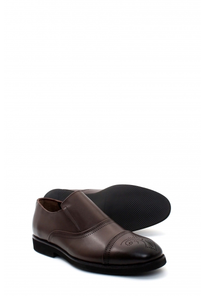 MirgeShoes Kahve Bağcıksız Erkek Klasik Ayakkabı İçi Dışı Hakiki Deri MRG01871131201210739