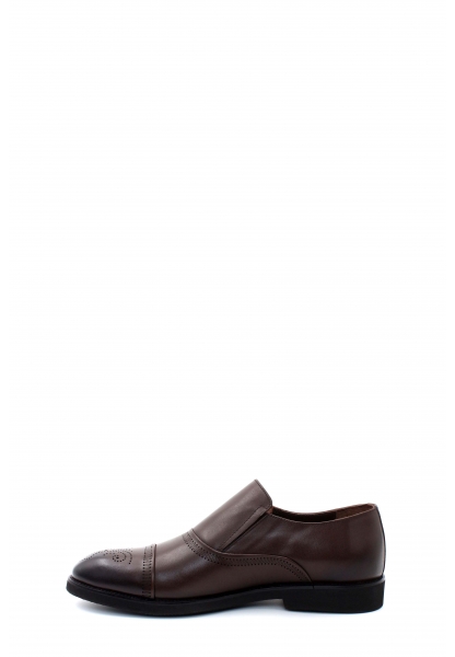 MirgeShoes Kahve Bağcıksız Erkek Klasik Ayakkabı İçi Dışı Hakiki Deri MRG01871131201210739