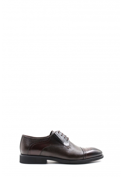 MirgeShoes Kahve Bağcıklı Erkek Klasik Ayakkabı İçi Dışı Hakiki Deri MRG01367131794