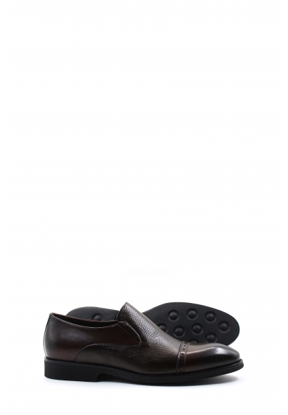MirgeShoes Kahve Bağcıksız Erkek Klasik Ayakkabı İçi Dışı Hakiki Deri MRG01367131795