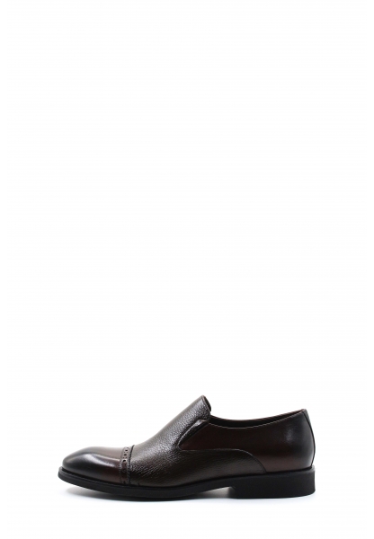 MirgeShoes Kahve Bağcıksız Erkek Klasik Ayakkabı İçi Dışı Hakiki Deri MRG01367131795