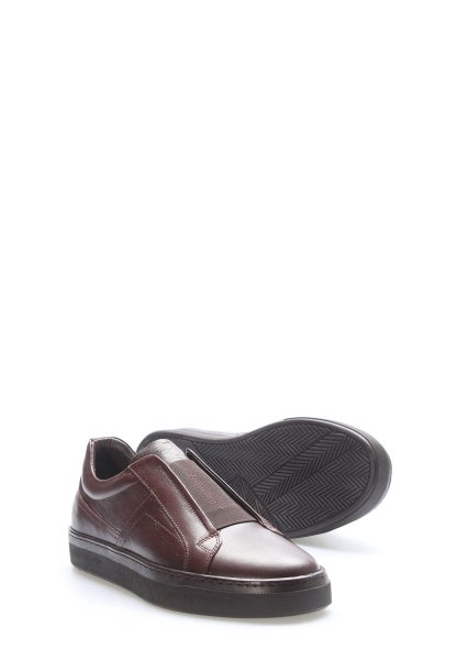 MirgeShoes Kahve Lastikli Erkek Casual Ayakkabı İçi Dışı Hakiki Deri MRG01949131442