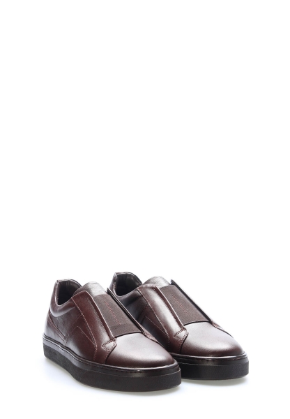 MirgeShoes Kahve Lastikli Erkek Casual Ayakkabı İçi Dışı Hakiki Deri MRG01949131442