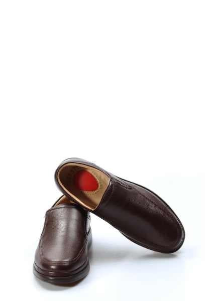 MirgeShoes Kahve Bağcıksız Erkek Casual Ayakkabı İçi Dışı Hakiki Deri MRG019451311413