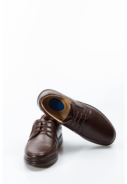 MirgeShoes Kahve Bağcıklı Erkek Casual Ayakkabı İçi Dışı Hakiki Deri MRG019451311414