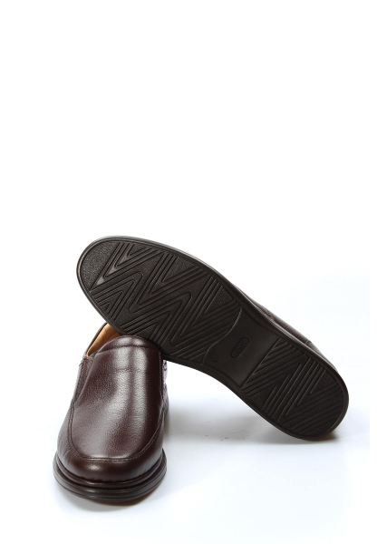 MirgeShoes Kahve Bağcıksız Erkek Casual Ayakkabı İçi Dışı Hakiki Deri MRG0194513211413