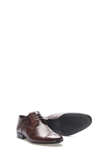 MirgeShoes Kahve Bağcıklı Erkek Klasik Ayakkabı İçi Dışı Hakiki Deri MRG01348131719