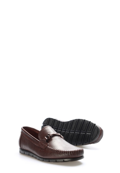 MirgeShoes Kahve Bağcıksız Erkek Loafer Ayakkabı İçi Dışı Hakiki Deri MRG0175813323