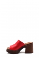 MirgeShoes Kadın Kalın Topuklu Terlik İçi Dışı Hakiki Deri Kırmızı  MRG012542615388