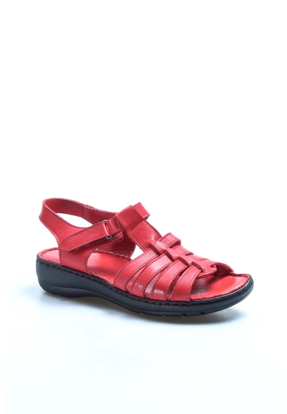 MirgeShoes Kadın Klasik Sandalet İçi Dışı Hakiki Deri Kırmızı  MRG011082261211105-1