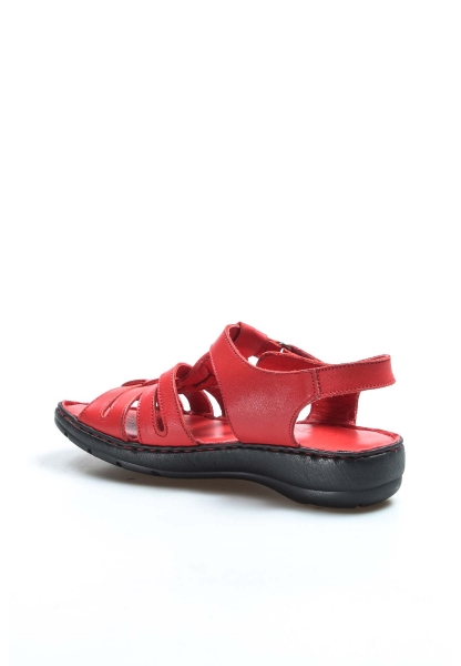 MirgeShoes Kadın Klasik Sandalet İçi Dışı Hakiki Deri Kırmızı  MRG011082261211105-1