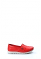 MirgeShoes Kırmızı Bağcıksız Kadın Casual Ayakkabı İçi Dışı Hakiki Deri MRG01994261213