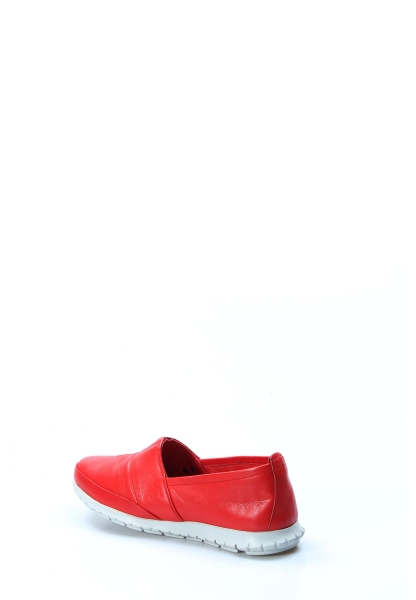 MirgeShoes Kırmızı Bağcıksız Kadın Casual Ayakkabı İçi Dışı Hakiki Deri MRG01994261213