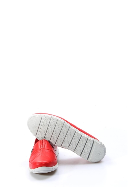 MirgeShoes Kırmızı Bağcıksız Kadın Casual Ayakkabı İçi Dışı Hakiki Deri MRG01994261213