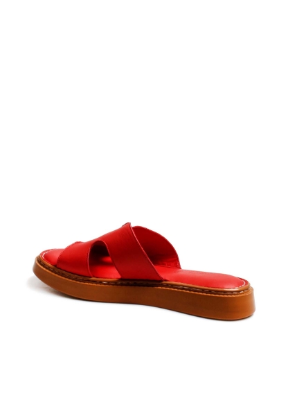 MirgeShoes Kadın Terlik İçi Dışı Hakiki Deri Kırmızı  MRG017512611075