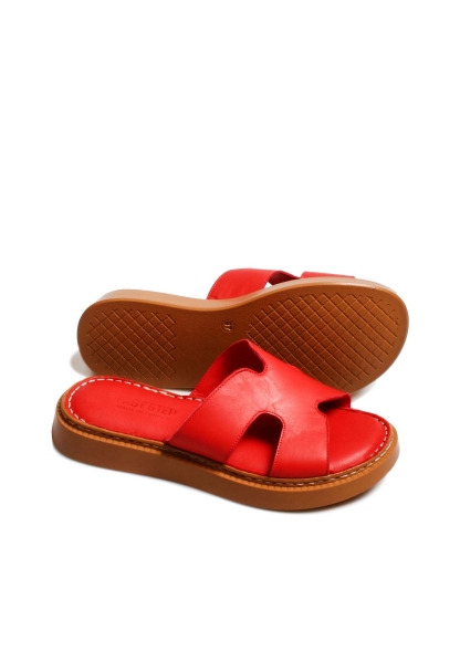 MirgeShoes Kadın Terlik İçi Dışı Hakiki Deri Kırmızı  MRG017512611075