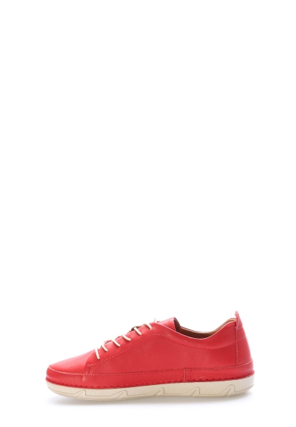 MirgeShoes Kırmızı Bağcıklı Kadın Casual Ayakkabı İçi Dışı Hakiki Deri MRG0129026111167