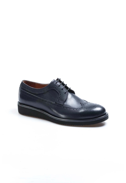 MirgeShoes Lacivert Bağcıklı Erkek Oxford Ayakkabı İçi Dışı Hakiki Deri MRG01952131268